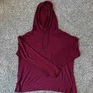Burgundy Hooded Long Sleeve Top